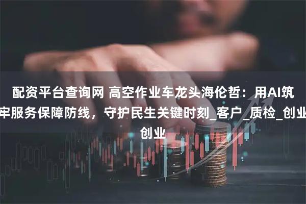 配资平台查询网 高空作业车龙头海伦哲：用AI筑牢服务保障防线，守护民生关键时刻_客户_质检_创业